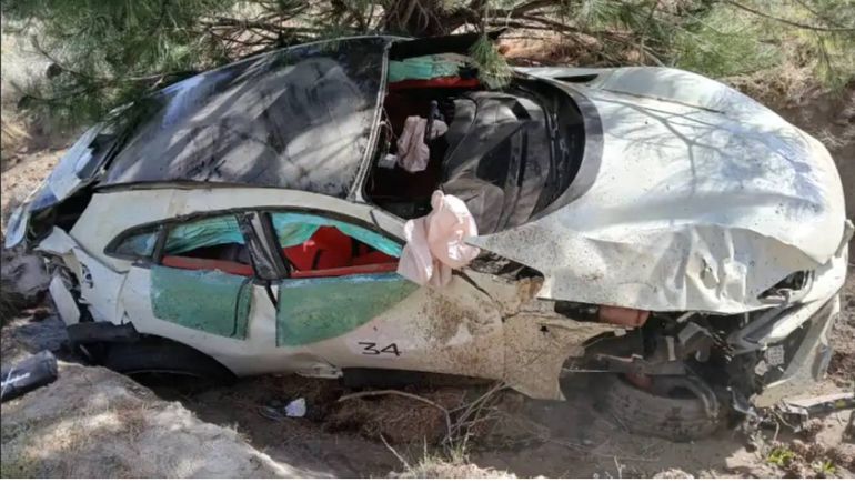 Se despistó una de las Ferrari que participaba del encuentro en la región