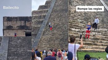 escandalo en las ruinas mayas: turista subio sin permiso y casi la linchan