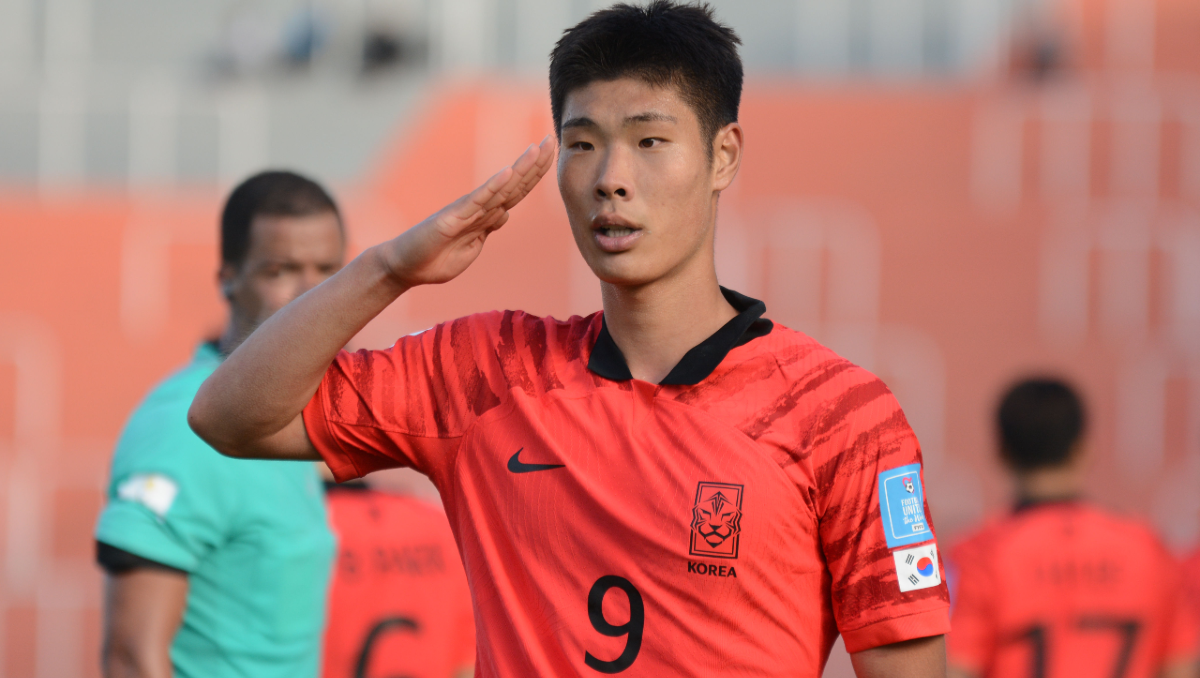 Lee Young-Jun festeja el gol de Corea que sería decisivo. Foto: Télam&nbsp;