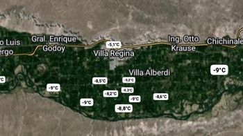 la temperatura llego a -10°c en chacras del alto valle