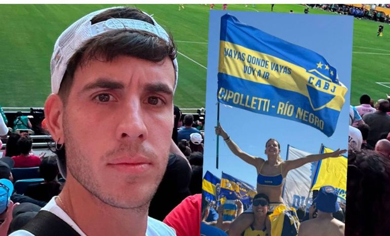Gonzalo Cardozo en uno de los partidos del Mundial de Clubes y Ornella Bilo en el banderazo de Boca.