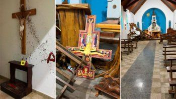el bolson: asi quedo la iglesia vandalizada por los mapuches