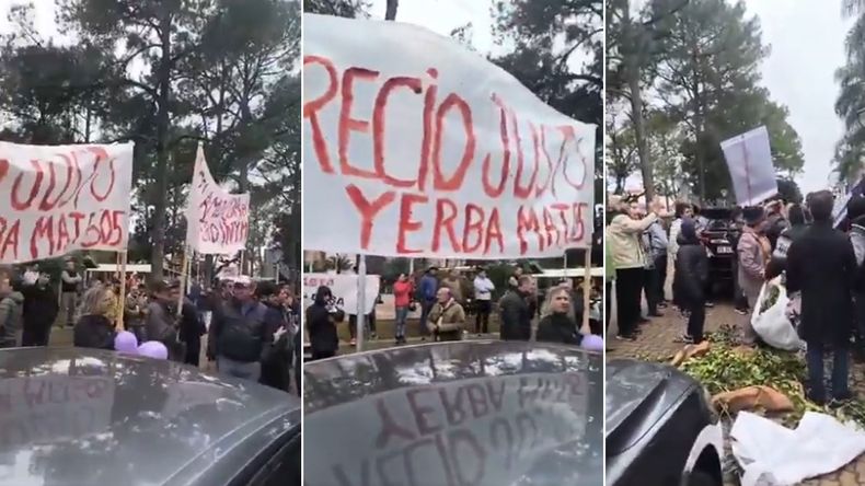 Cruce entre los productores y la comitiva de Karina Milei en Misiones.