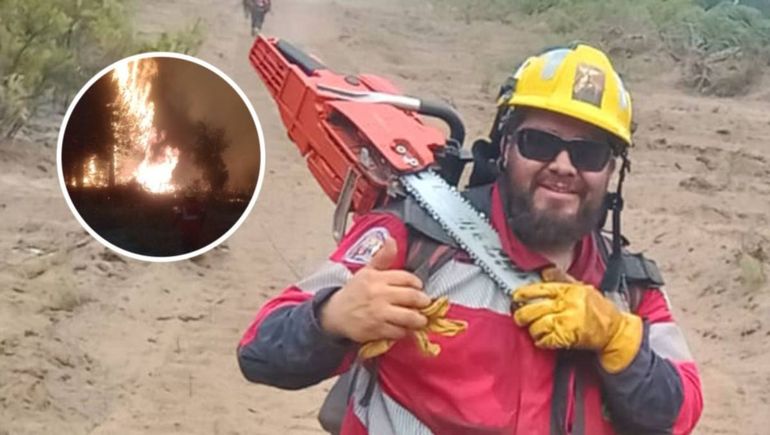 Manuel es brigadista desde los 18 años. Casi queda encerrado por el incendio en El Bolsón. Foto: gentileza diario jornada.