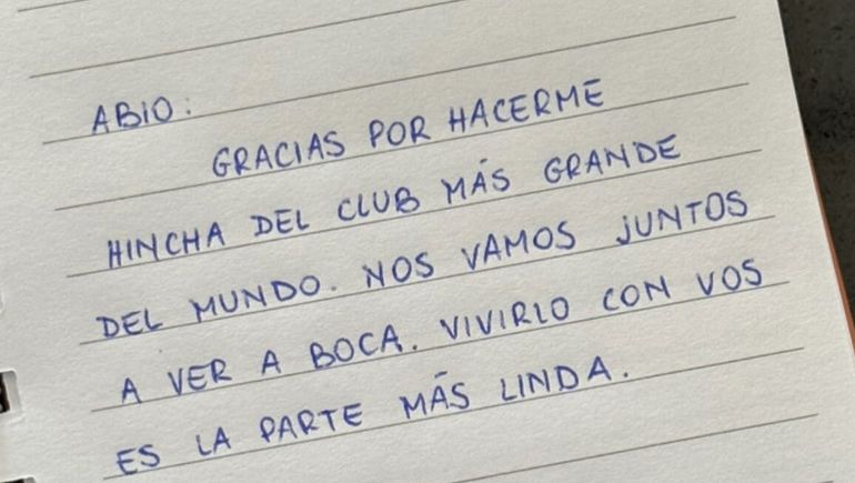 La carta con la que la nieta le confirmó a su abuelo que viajarán a ver a Boca.