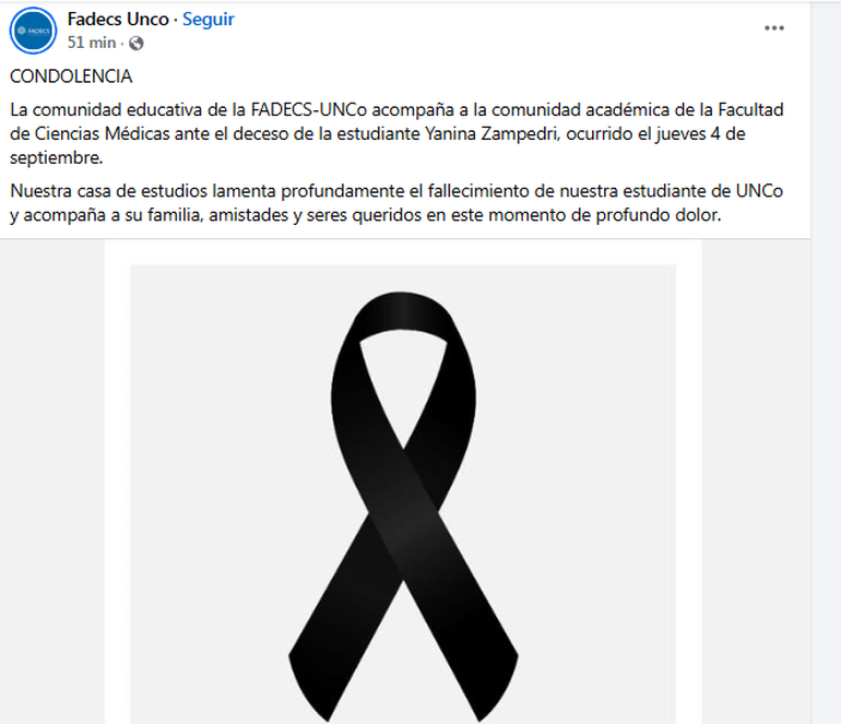 Murió una estudiante en plena clase de medicina de la UNCo