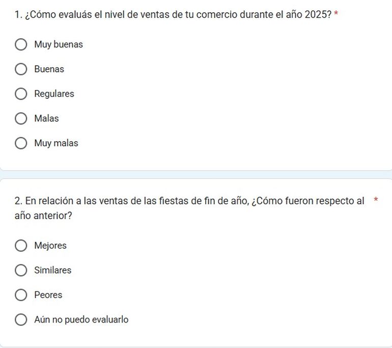 Una encuesta con preguntas claras y bien concretas.