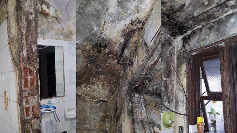 Por la pérdida de agua del vecino, viven enfermos y con miedo a que se derrumbe la casa