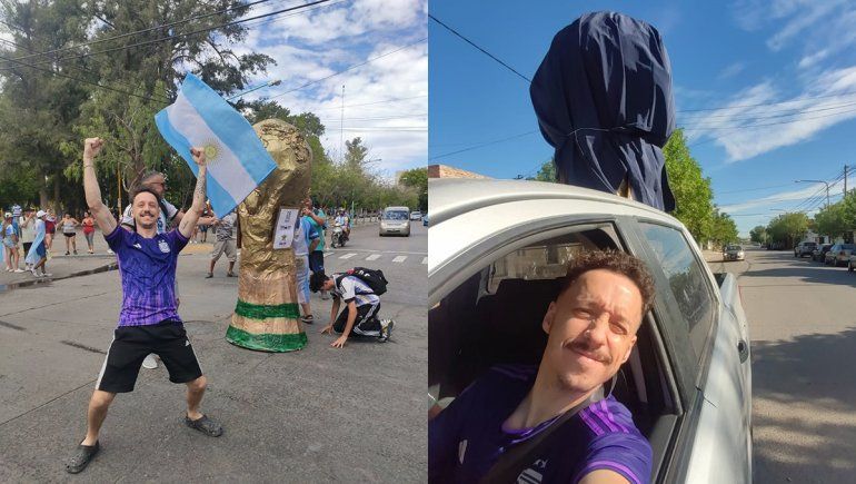 Cipoleño construyó una Copa del Mundo gigante y fue furor