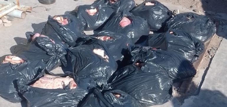 Policía decomisó alrededor de 220 kilos de carne en Puente Dique. 