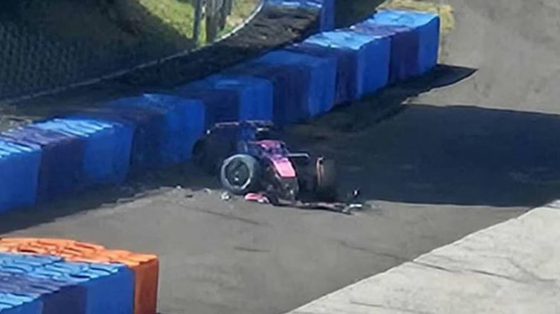 El monoplaza de Colapinto quedó con daños considerables.