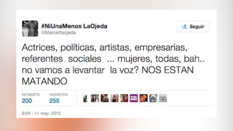 El twit que movilizó el Ni Una Menos en 2015