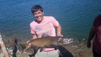 un record: vecino cipoleno pesco una trucha marron de casi 15 kilos