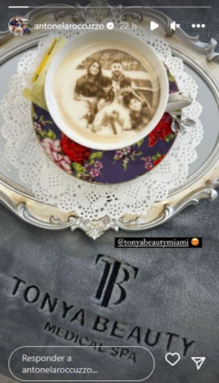 El café personalizado que le prepararon a Antonela Roccuzzo en Miami.