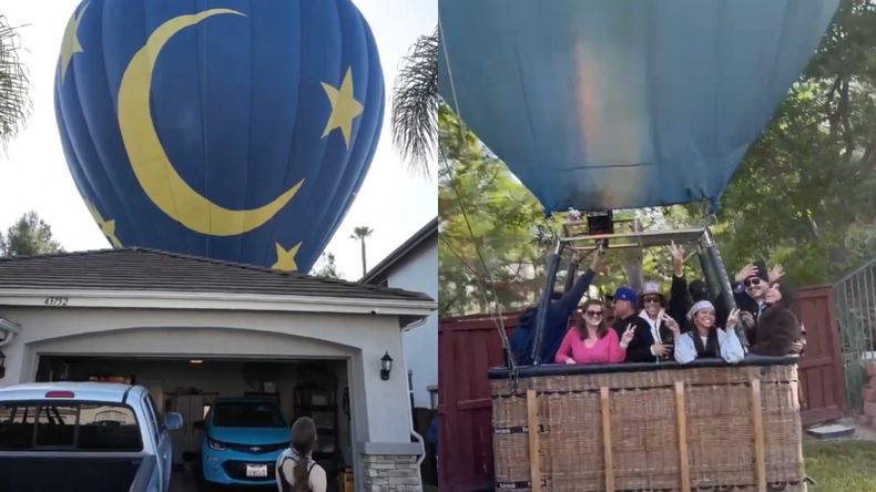 Al no poder sostener el globo aerostático en el aire, el piloto debió ubicar un lugar seguro para aterrizar.