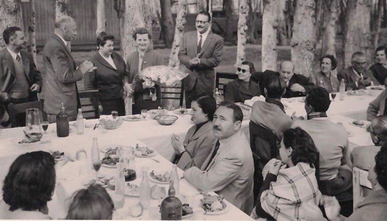 Dominga Cicirillo en una comida peronista.