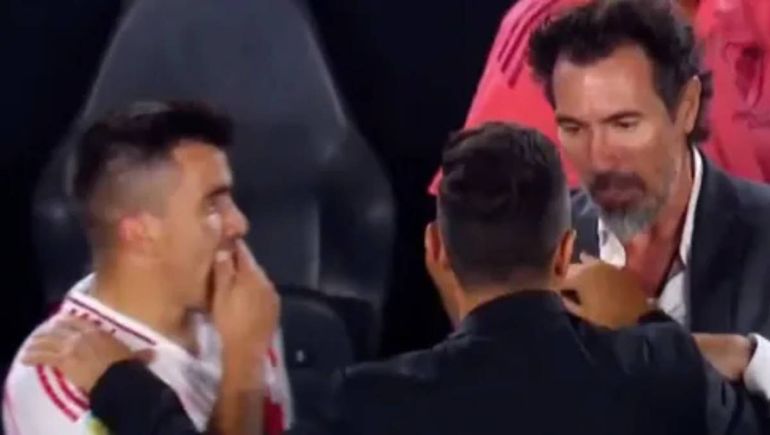 River perdió y Marcos Acuña se cruzó con el DT de Estudiantes
