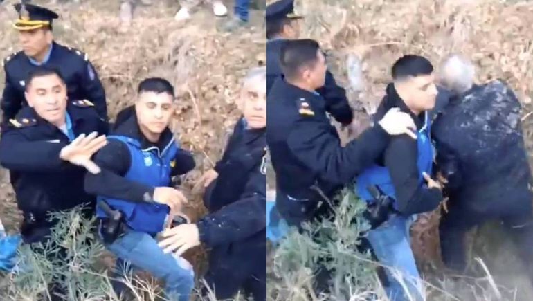 Policías terminaron en un canal en medio de una discusión con ceramistas.