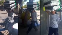 Adrián, en pleno arduo trabajo. Un verdadero ejemplo de superación.