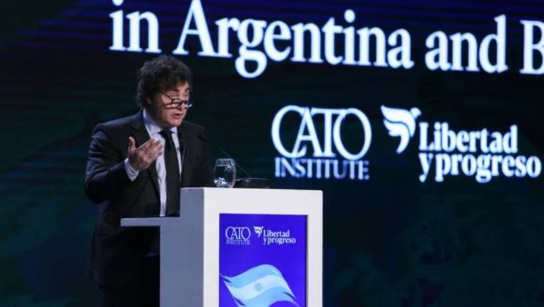 Javier Milei en el evento de la fundación Libertad y Progreso.