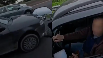 El insólito momento fue registrado por los agentes en plena ruta,&nbsp;