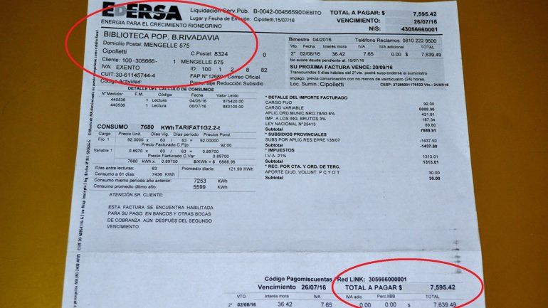 La biblioteca preparaba el festejo del cumpleaños y le llegó el tarifazo.