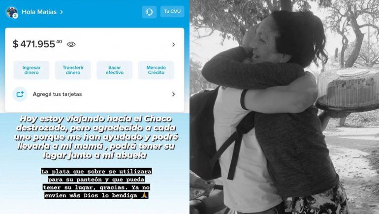 Gracias a la comunidad, Matías logró juntar el dinero para trasladar a su mamá fallecida a Chaco