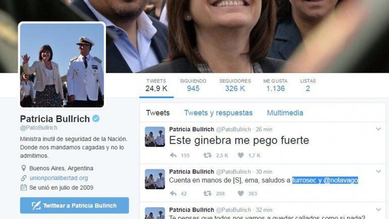 Hackearon la cuenta de Twitter de la ministra de Seguridad