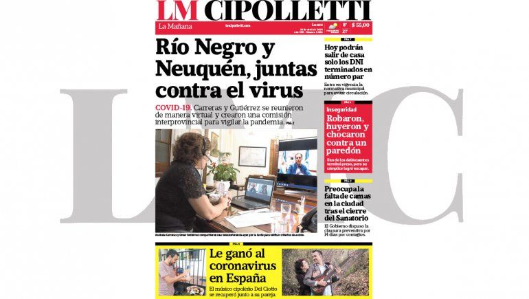 La edición impresa de LM Cipolletti de hoy