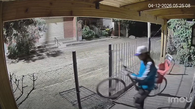Una captura del video en el que se ve al ladrón de la bici cometiendo el robo.