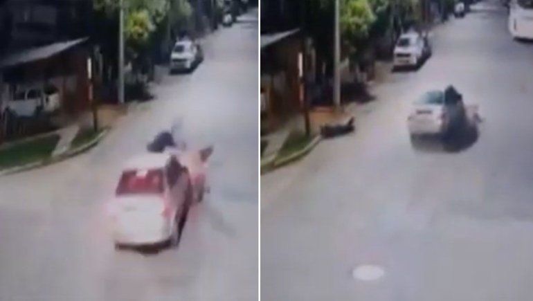 Un auto la chocó e hizo abandono de persona. Gentileza Canal 7.