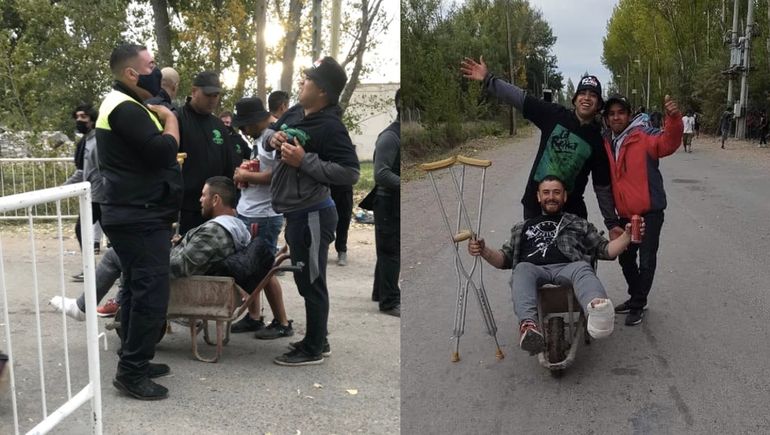 Llevaron a un amigo fracturado en una carretilla a ver La Renga: la foto se volvió viral