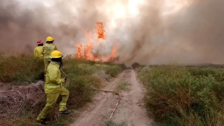 Bomberos de Catriel debieron acudir al incendio desatado en Peñas Blancas.