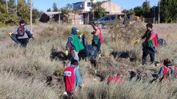 limpian la costa del limay y basurales de las perlas