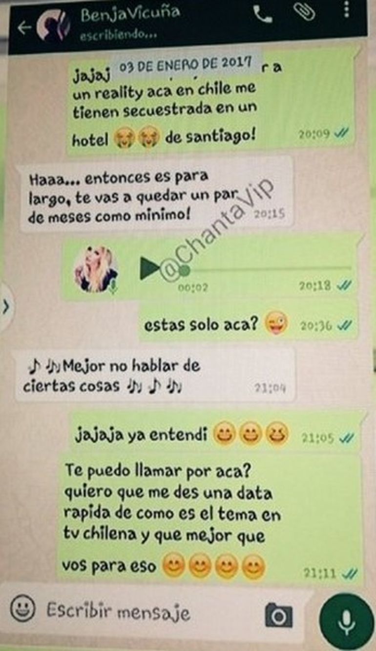 El sugestivo chat de Malaspina con Vicuña.