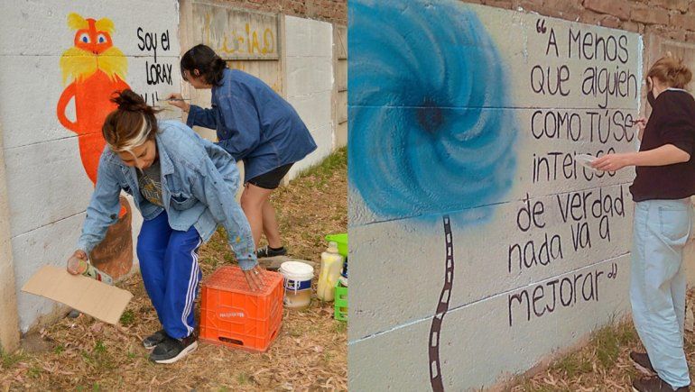 Impidieron la tala de eucaliptos y realizaron una intervención artística