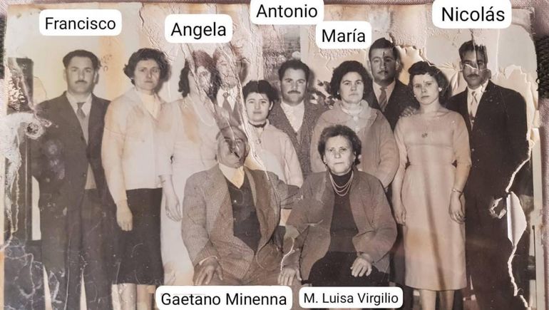 Gaetano Minenna, esposa e hijos. Foto familia Minenna