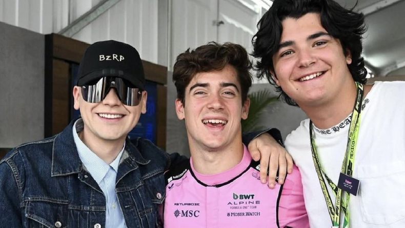 Bizarrap, Colapinto y el hijo de Flavio Briatore. | LMCipolletti.com Bizarrap, Colapinto y el hijo de Flavio Briatore.