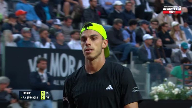 Tenis: Fran Cerúndolo y Sinner, palo a palo en el segundo set