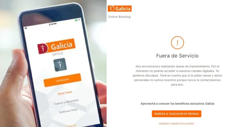 Falla en la aplicación del banco Galicia