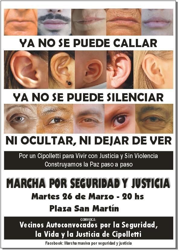 Convocan a participar a la “Marcha por seguridad y Justicia”