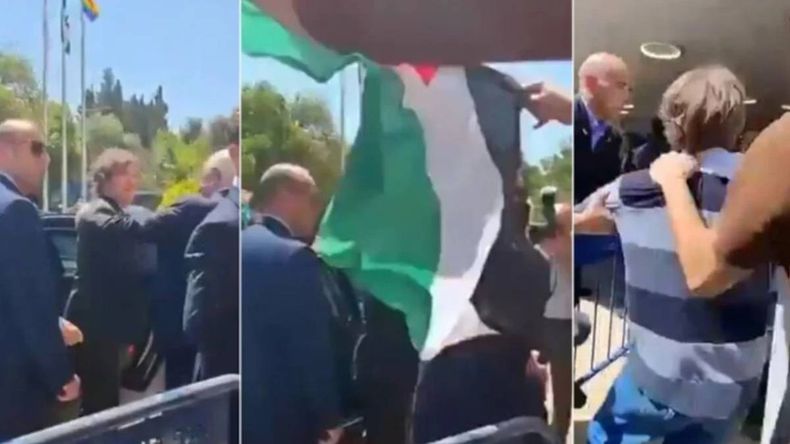 Video: intentaron agredir a Javier Milei durante en Israel y debió intervenir su custodia