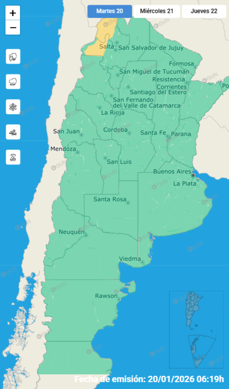 La AIC anunció alerta amarilla para diferentes zonas del país. 