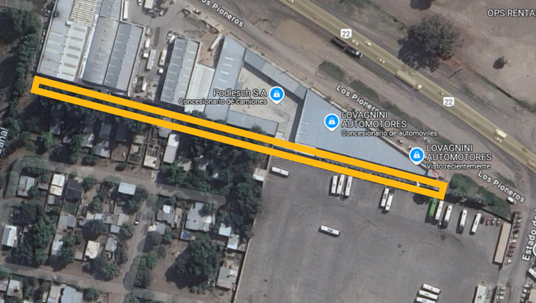 La calle lindante a la ruta 22 y el asentamiento Los Sauces nunca fue utilizada como tal.