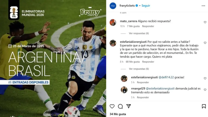 Una influencer de Bahía Blanca fue denunciada por estafar con entradas para el partido Argentina-Brasil