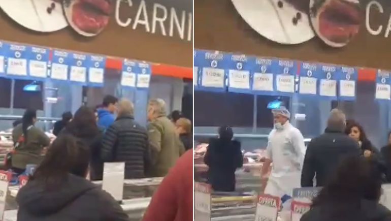 Video: insultos y gritos en la carnicería de Coto por colarse en la fila