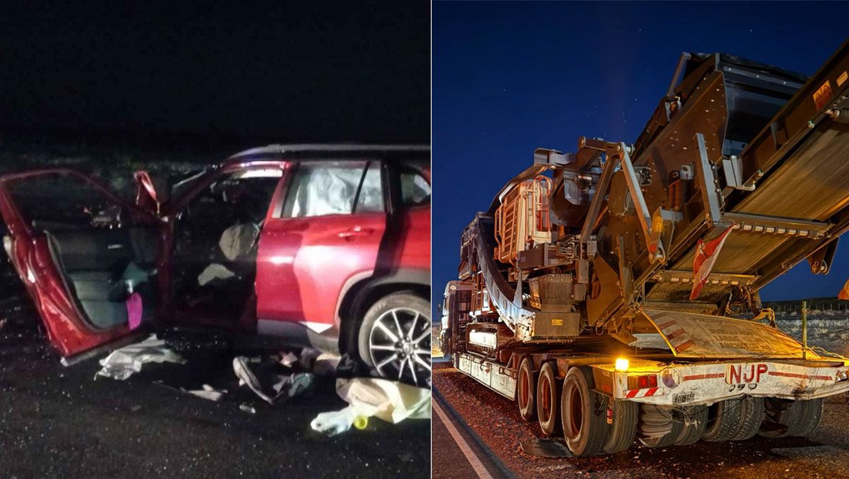 El automóvil impactó contra el vehículo de gran porte que trasladaba una picadora de piedras con destino a Añelo.&nbsp;