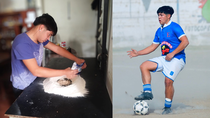 Rosquita, elaborando rosquitas y pisando la pelota en una cancha. Clase para todo.