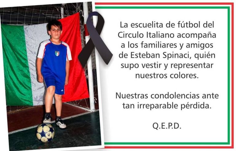 Círculo Italiano también rindió homenaje en sus redes a Esteban