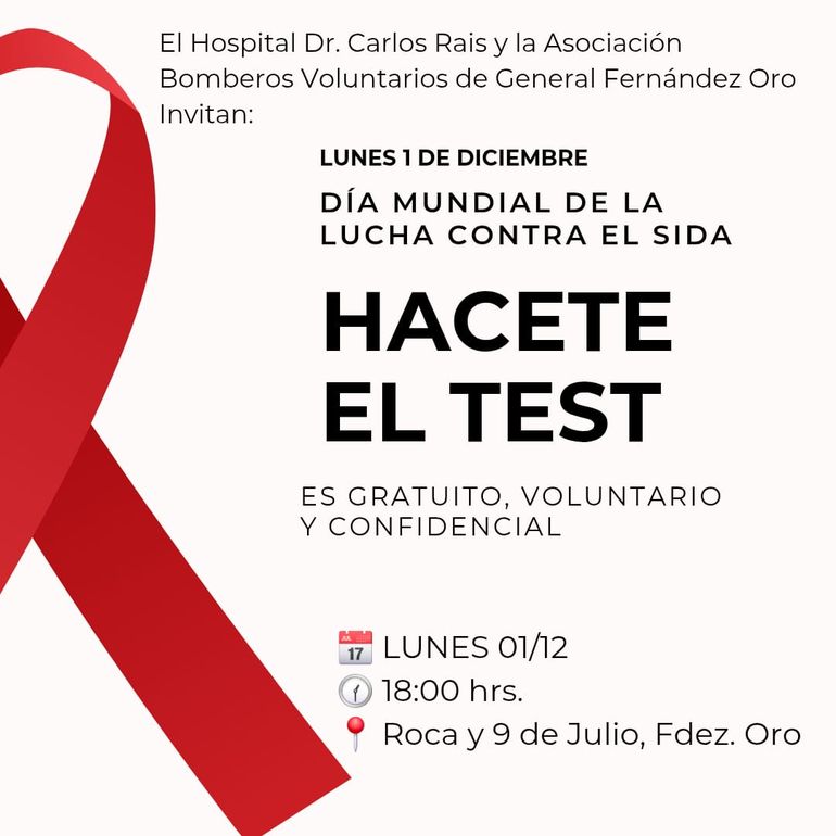 El Hospital de Fernández Oro se suma a la agenda de actividades con una jornada de testeos, gratuitos y confidenciales. 
